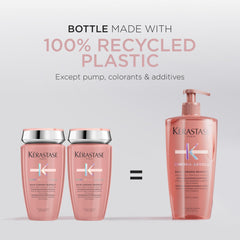 KÉRASTASE bottle on bathroom shelf staged in real routine benefit