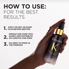 KÉRASTASE application on hands demonstrating easy distribution and lightweight feel