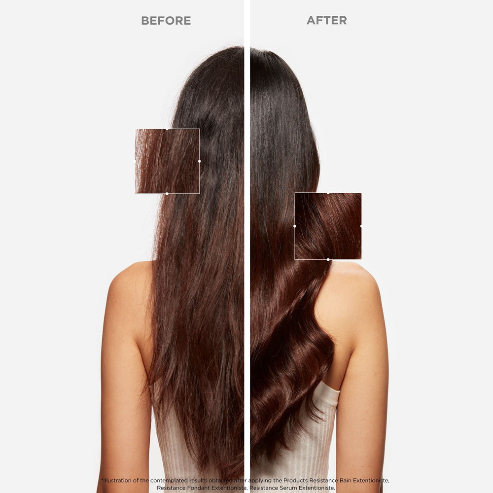 KÉRASTASE product staged in bathroom showing part of a strengthening hair routine