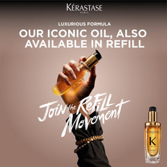 KÉRASTASE step-by-step refill instruction demonstrating easy sustainable swap