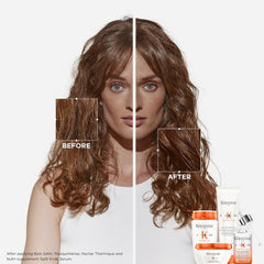 KÉRASTASE applying serum to hair ends for immediate smoothing and sealing