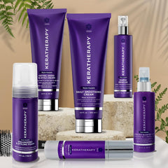 KERATHERAPY on bathroom counter in lifestyle scene for everyday styling benefit