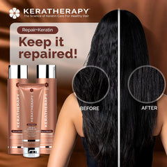 KERATHERAPY bottle on bathroom shelf in lifestyle setting promoting daily use