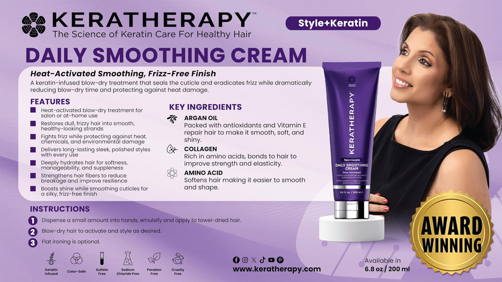 KERATHERAPY cream texture closeup, smooth consistency for easy application