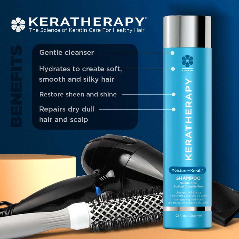 KERATHERAPY creamy shampoo texture demonstrating gentle moisturizing benefit