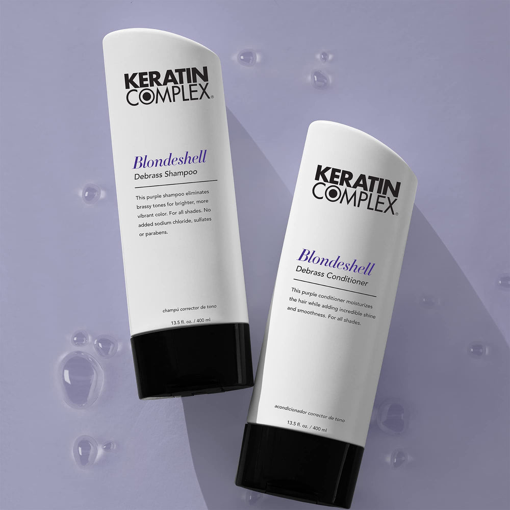 Keratin Complex used in shower on blonde hair for visible brass reduction