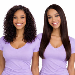 KERATIN RESEARCH before and after hair comparison showing reduced frizz