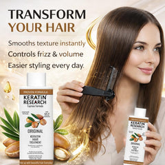 KERATIN RESEARCH hair texture closeup showing smoother cuticle after use