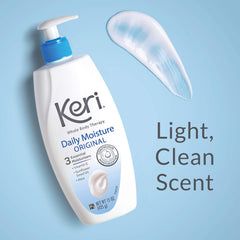 Keri label close-up highlighting vitamin E, aloe, sunflower oil benefits