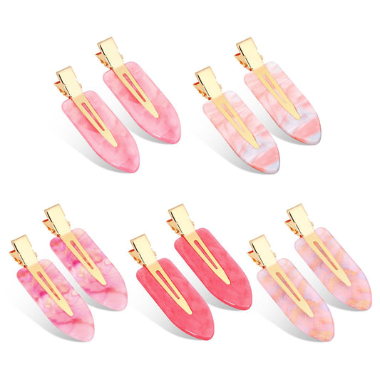 KesaPlan front view of ten pink no crease hair clips showing colors and packaging
