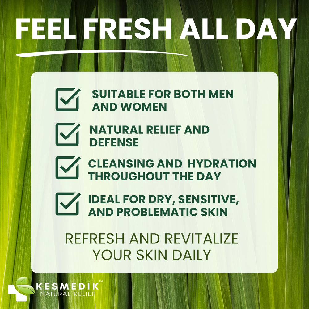 KESMEDIK in shower lifestyle scene, suggests refreshing daily routine