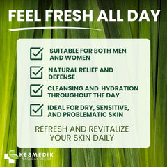 KESMEDIK in shower lifestyle scene, suggests refreshing daily routine