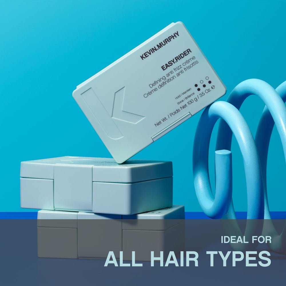 KEVIN.MURPHY EASY.RIDER before and after hair comparison showing frizz control benefit
