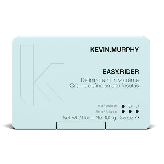 KEVIN.MURPHY EASY.RIDER front jar showing the product label and compact packaging benefit