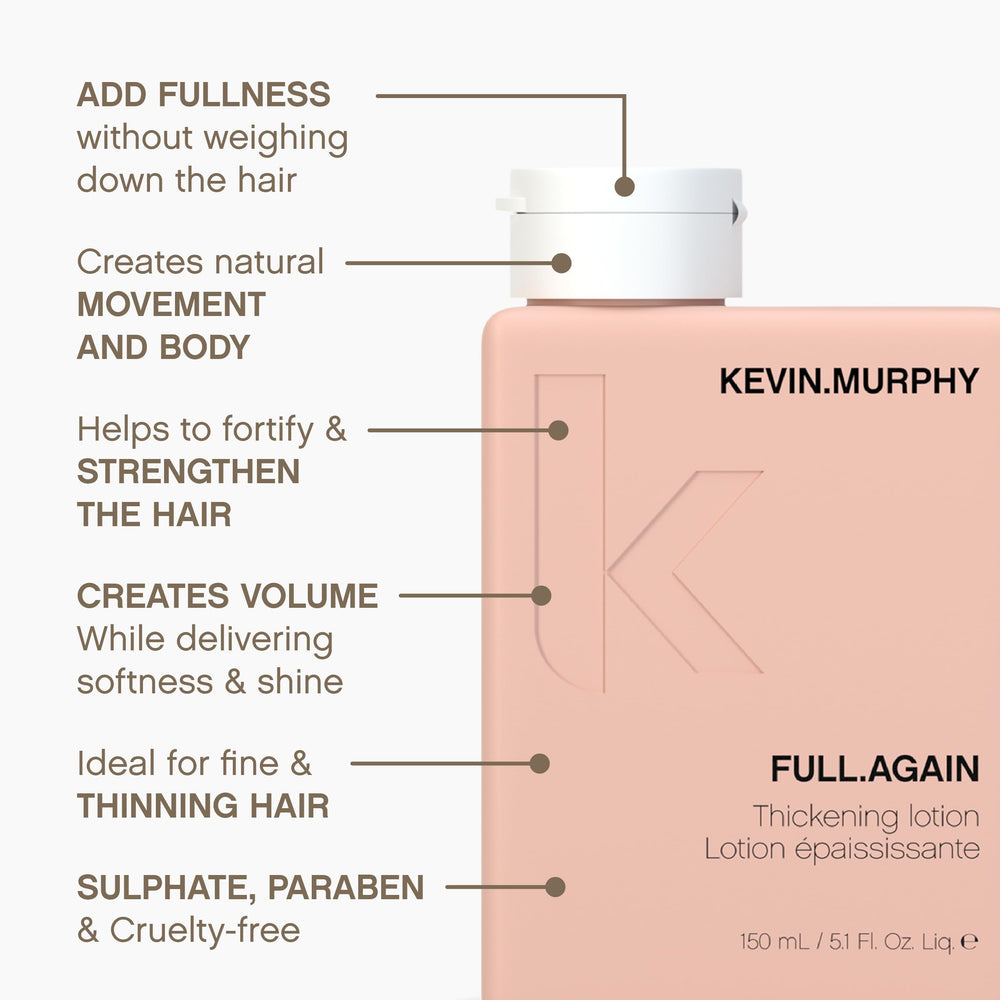 KEVIN.MURPHY FULL.AGAIN applied to damp hair for root lift benefit