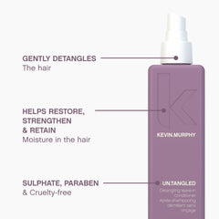 KEVIN.MURPHY texture of UN.TANGLED spray on hand showing lightweight hydration benefit
