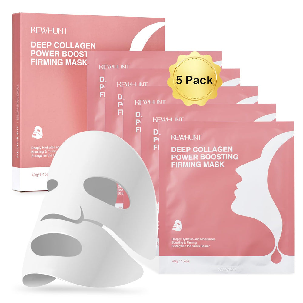 Kewhunt front packaging of deep collagen mask showing product name and five packs for easy selection