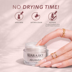 Technician applying Kiara Sky Seal Protect to dip powder nails for durability