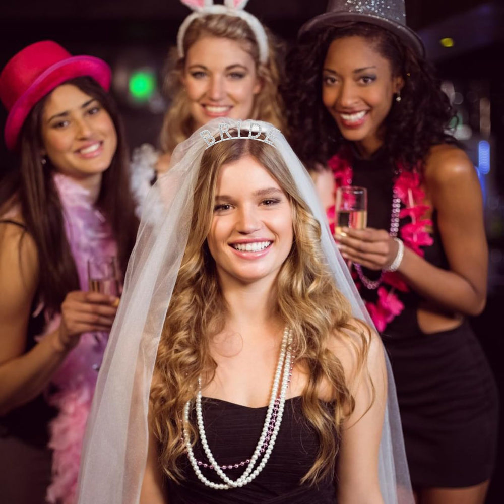 KICOSY bride wearing headband at wedding setting enhancing photos and presence
