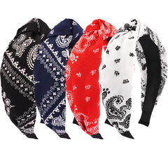 KICOSY front view of four bandana headbands showing colors and packaging benefits