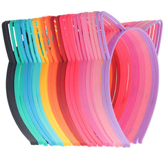KICOSY front view of 25-piece cat ear headband set showcasing variety and value