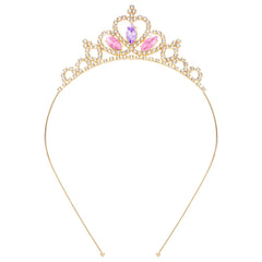 KICOSY tiara front view showing full gold crystal crown and romantic colors