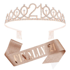 KICOSY rose gold crown front view showing elegant sparkle and birthday focus