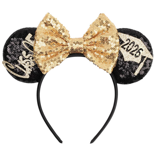Kiddale headband front view showing bow and Class of 2026 emblem, festive and wearable