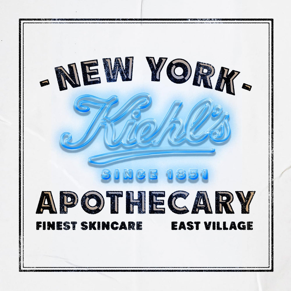 Kiehl's bottle on bathroom shelf conveying easy daily use and travel-friendly benefit