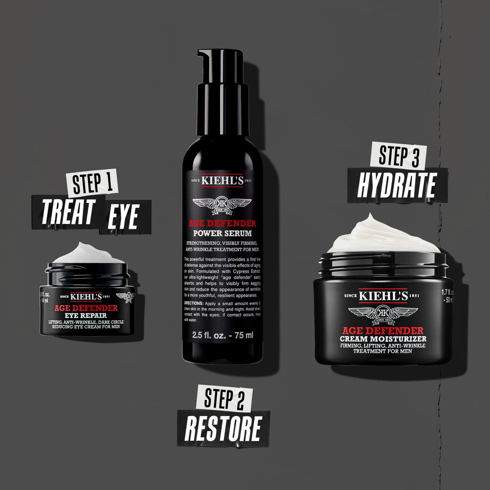 Kiehl's lifestyle morning routine image conveys energized, brighter eyes