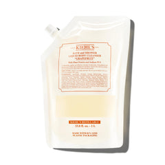 Kiehl's front packaging of 1L grapefruit body cleanser showing bottle benefit