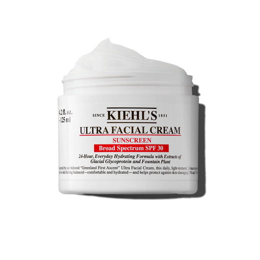 Kiehl's front-facing tube showing SPF 30 moisturizer protecting skin