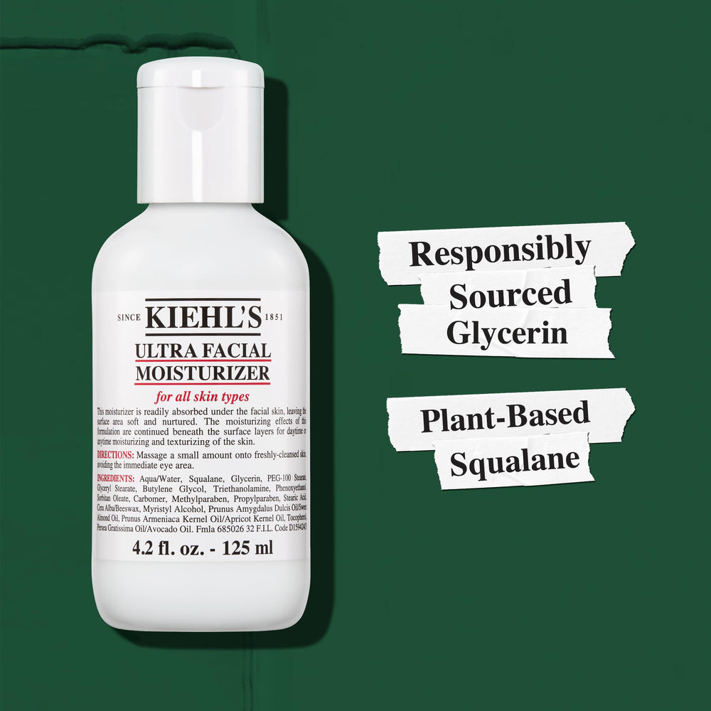 Kiehl's Ultra Facial on a bathroom shelf in a lifestyle scene suggesting daily routine use