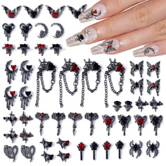 Kikonoke front packaging showing 52-piece Halloween nail charms for versatile styling