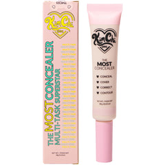 KimChiChic concealer next to common items showing 0.63 oz size and travel-friendly convenience