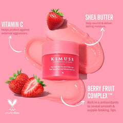 KIMUSE before and after lips comparison illustrating smoother, less flaky lips