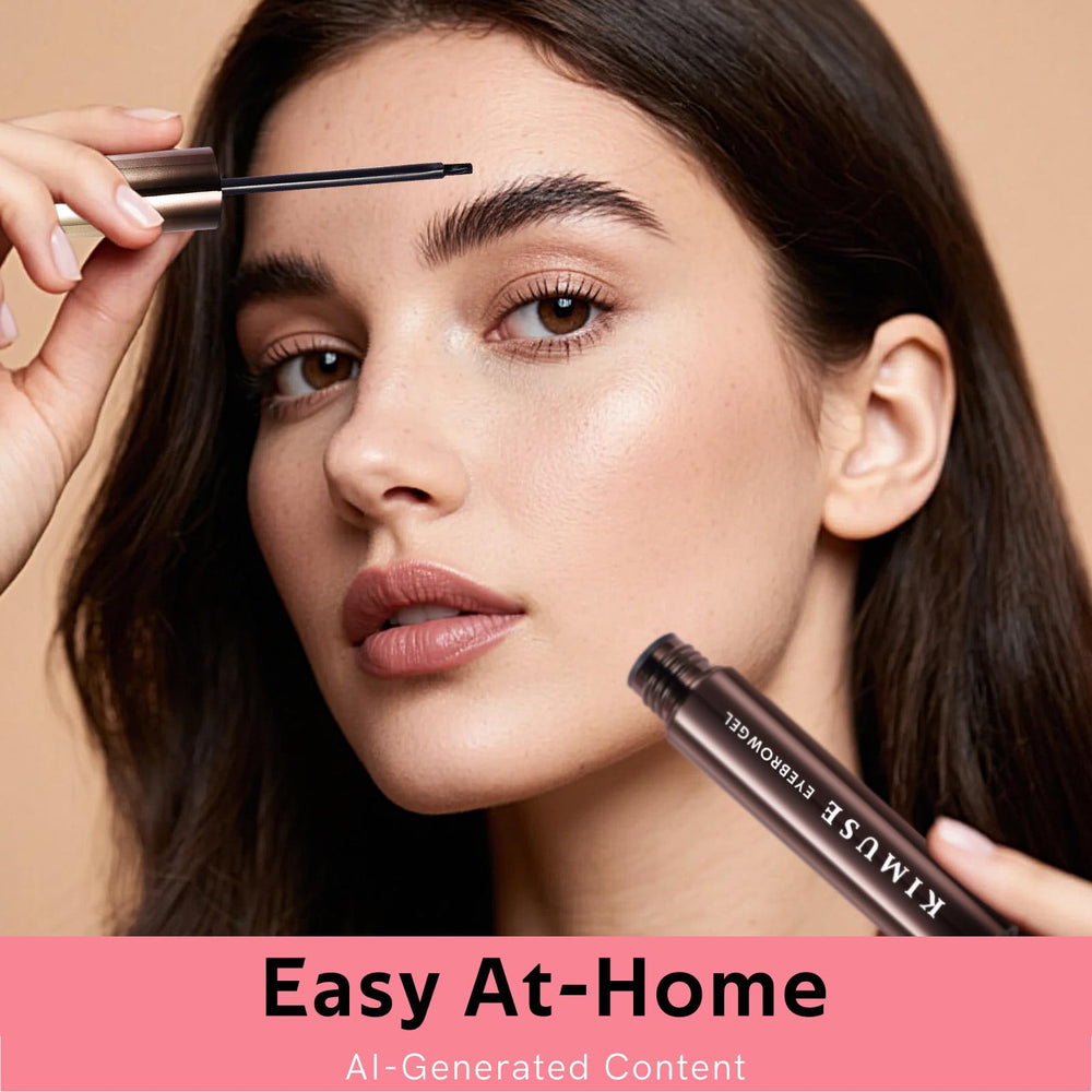 KIMUSE before and after brows showing fuller natural-looking tint