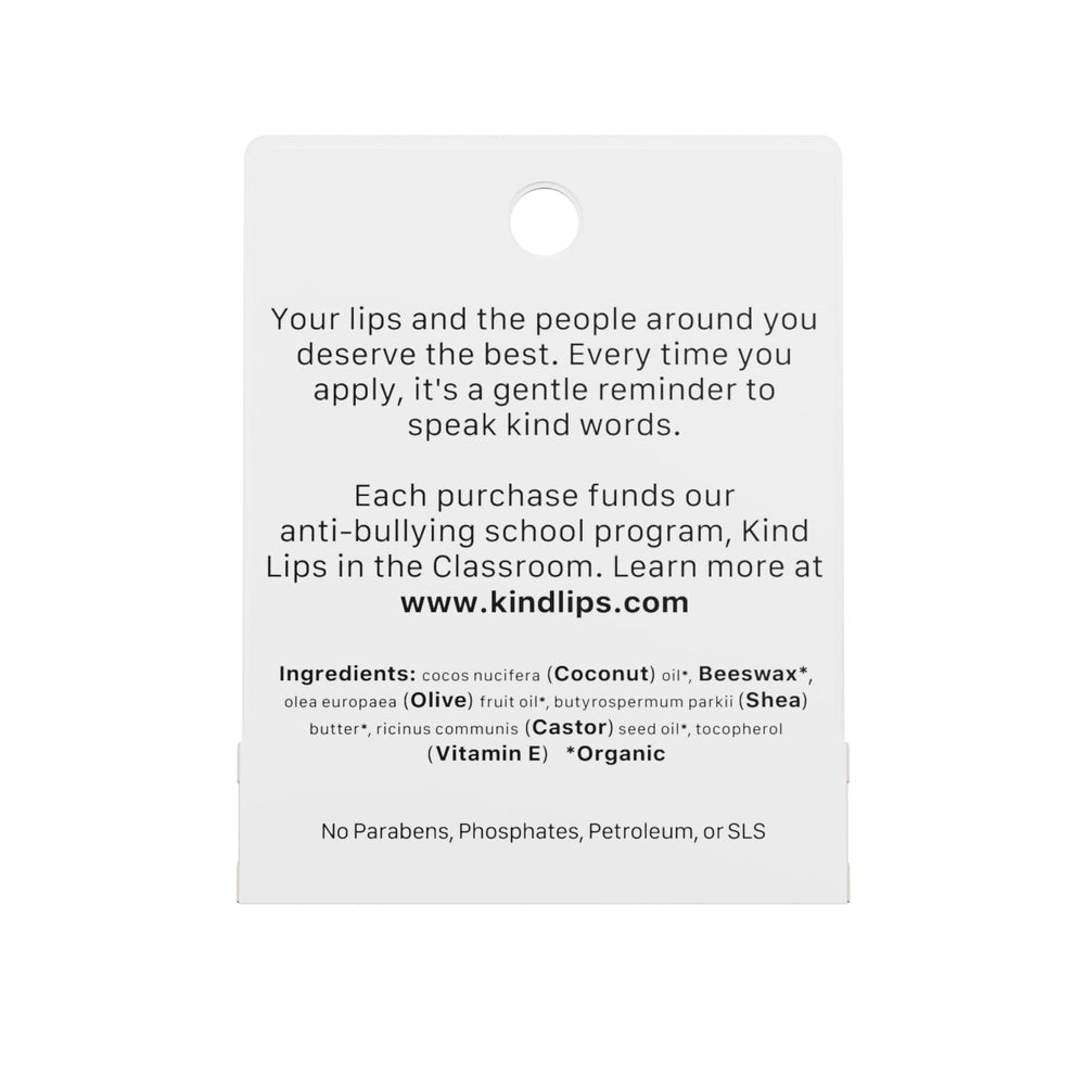 Kind Lips box featuring mission message to show social-impact purchase