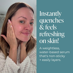 Applying Kind Science Firming Serum to face illustrating gentle absorption and smoothing effect