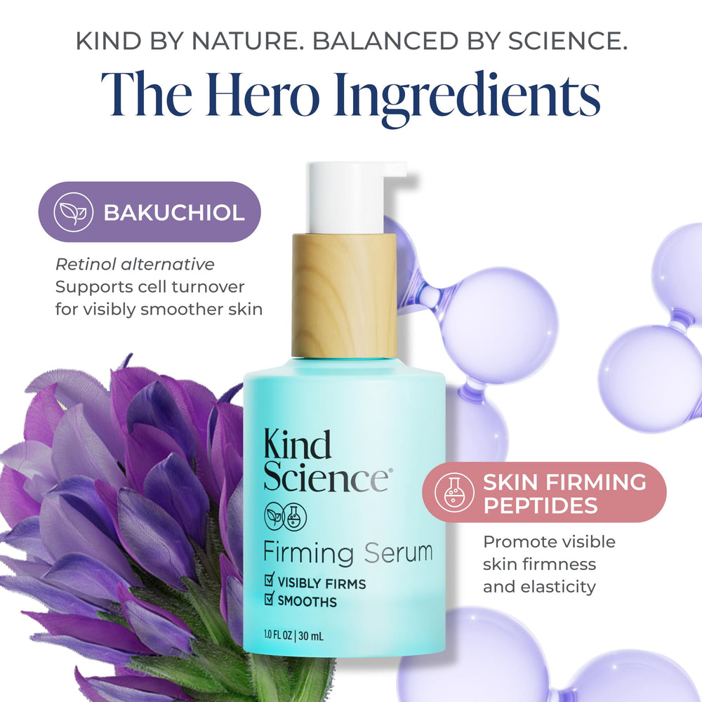 Clear serum droplet texture showcasing hydration and smooth spreadability from Kind Science