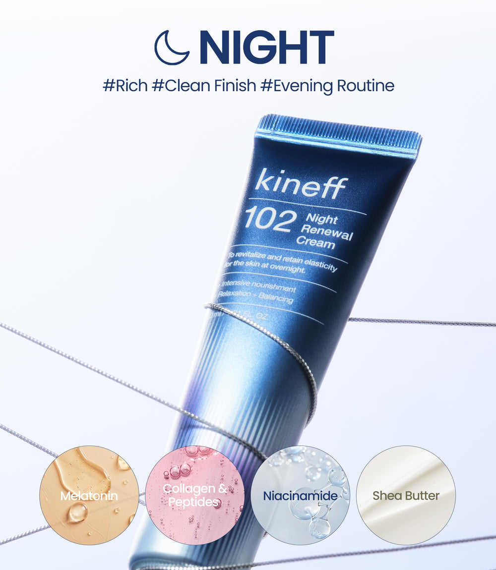 Kineff day cream applied to face, smooth makeup-ready finish benefit
