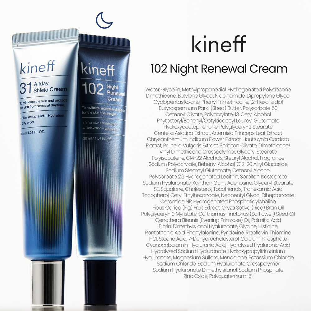 Kineff packaging label and ingredient list, transparent formulation benefit
