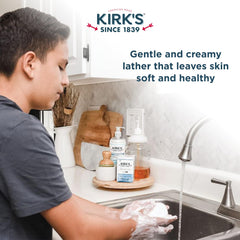 Kirk's bar on soap dish draining to extend bar life and prevent softening