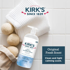 Kirk's bubble bath foam in tub demonstrating rich bubbles and calm