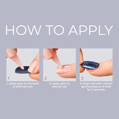 Pressing a KISS nail onto a natural nail to show simple quick application