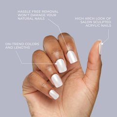 Tray of KISS nails showing multiple sizes for customized fit and secure hold