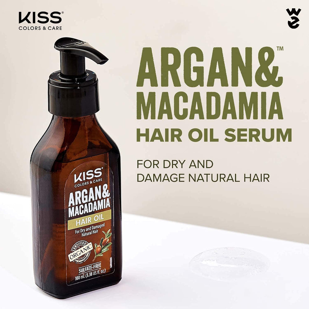 KISS applying serum through hair mid-lengths for smoother, frizz-free styling