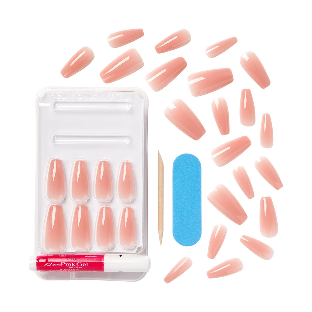 KISS Bare but Better color comparison swatches illustrating Nude Glow shade versatility