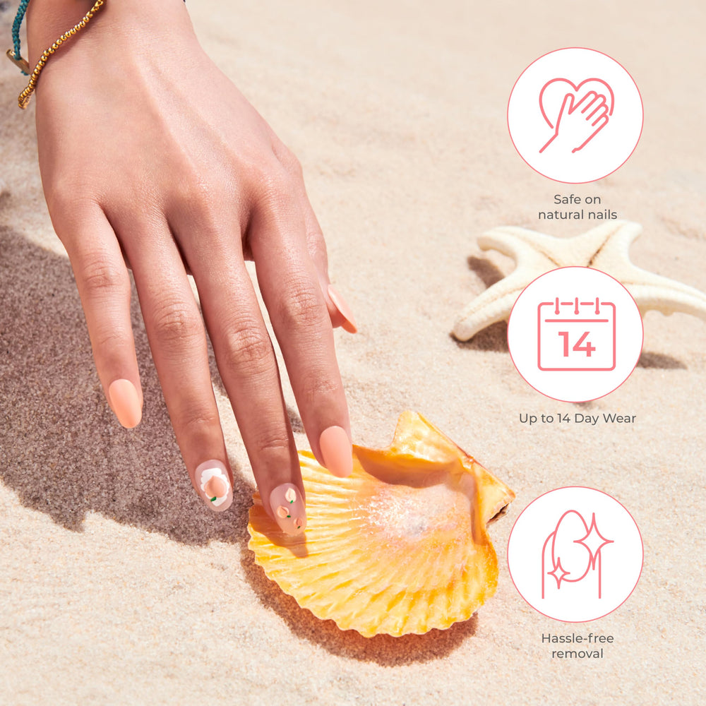 KISS side profile of short oval press-on nails showing natural silhouette
