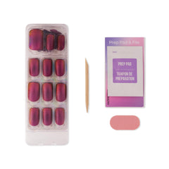 KISS press-on being applied to a hand demonstrating fast no-glue application